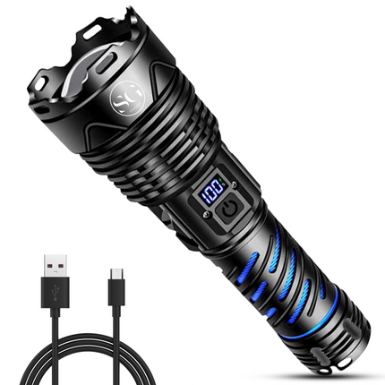 Smartgoodz Military Flashlight LED White laser - 3500 Lumen, USB-C Rechargeable with 800 Meter Range