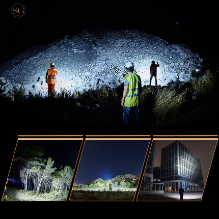 Smartgoodz Military Flashlight LED White laser - 3500 Lumen, USB-C Rechargeable with 800 Meter Range